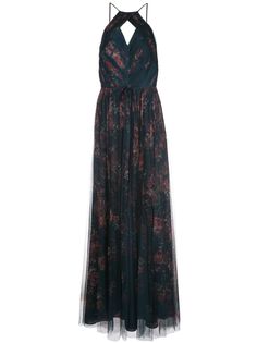 Marchesa Notte платье с цветочным узором и вырезами