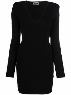 Elisabetta Franchi платье мини с V-образным вырезом и логотипом