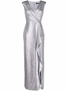Lauren Ralph Lauren платье с эффектом металлик и разрезом спереди