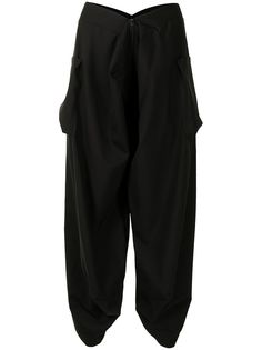 Yohji Yamamoto зауженные брюки с драпировкой