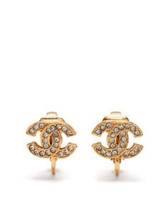 Chanel Pre-Owned серьги-клипсы 1985-1993-го года с логотипом CC