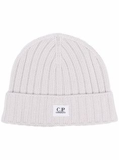C.P. Company фактурная шапка бини с нашивкой-логотипом