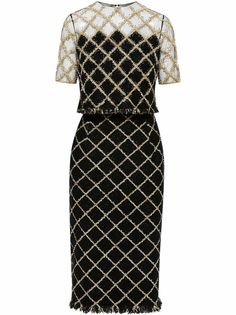 Oscar de la Renta платье-футляр в клетку
