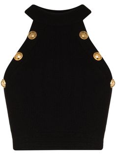 Balmain топ с вырезом халтер и пуговицами