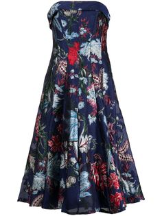 Marchesa Notte платье-бюстье с цветочным принтом