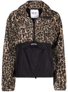 DKNY флисовая куртка с леопардовым принтом и капюшоном