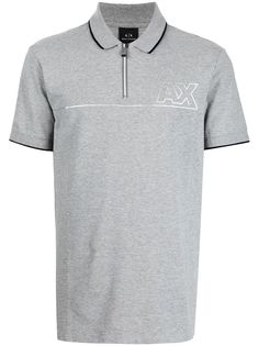 Armani Exchange рубашка поло с воротником на молнии и логотипом