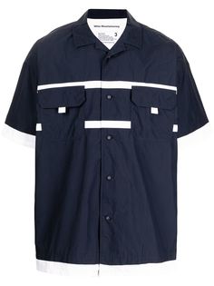 White Mountaineering layered tape-detailing shirt