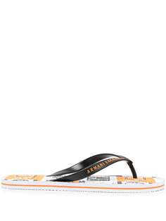 Armani Exchange all-over logo-print flip-flops