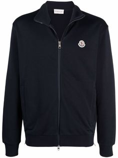 Moncler толстовка на молнии с нашивкой-логотипом