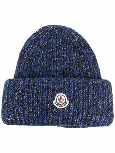 Moncler шапка бини с нашивкой-логотипом