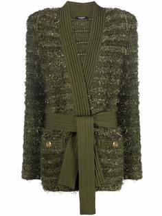 Balmain твидовый кардиган с поясом
