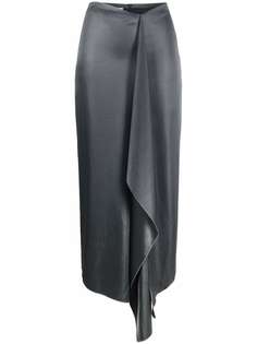 Nanushka атласная юбка макси асимметричного кроя