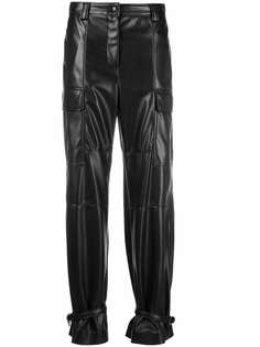 MSGM брюки из искусственной кожи с манжетами