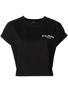 Balmain укороченная футболка с логотипом