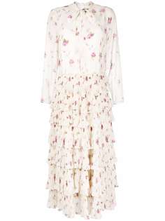 RED Valentino ярусное платье с цветочным принтом