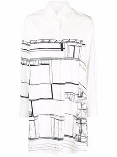 Off-White платье-рубашка с длинными рукавами и графичным принтом