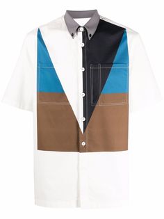 Burberry рубашка в стиле колор-блок с короткими рукавами