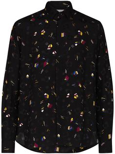 Saint Laurent шелковая рубашка с геометричным принтом