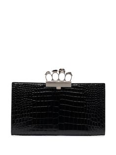 Alexander McQueen клатч с тиснением под крокодила и ручкой-кастетом