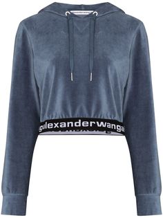 Alexander Wang logo-tape cropped hoodie