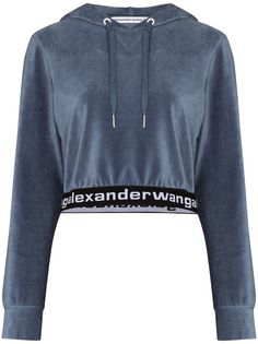 Alexander Wang logo-tape cropped hoodie