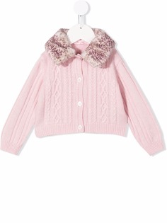 Miss Blumarine фактурный кардиган с контрастным воротником