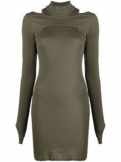 Helmut Lang платье в рубчик с высоким воротником