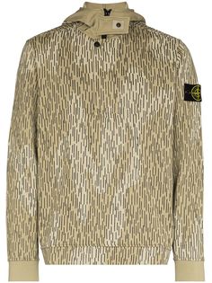 Stone Island camouflage-print cotton hoodie