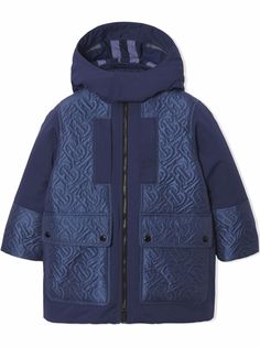 Burberry Kids пальто с капюшоном и монограммой
