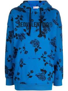 RED Valentino floral logo-print hoodie