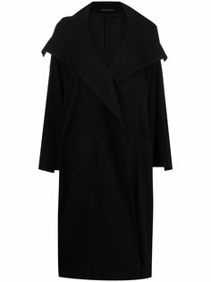 Yohji Yamamoto однобортное пальто из смесовой шерсти с капюшоном