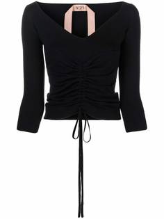 Nº21 wrap-waist V-neck knitted top