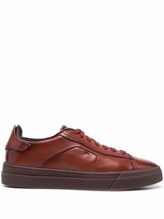 Santoni debossed-logo leather trainers