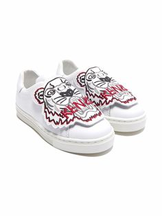 Kenzo Kids tiger embroidered slip-on sneakers