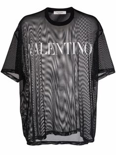 Valentino сетчатая футболка с логотипом