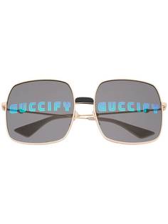 Gucci Eyewear солнцезащитные очки Guccify в прямоугольной оправе