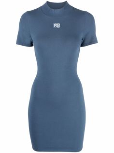 Alexander Wang платье с короткими рукавами и нашивкой-логотипом