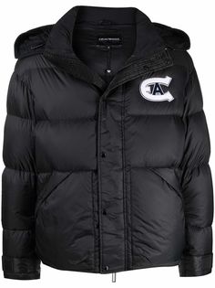 Emporio Armani пуховик с нашивкой-логотипом