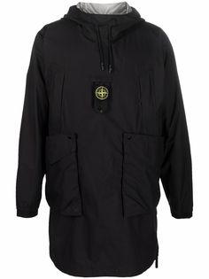 Stone Island плащ с капюшоном и нашивкой-логотипом