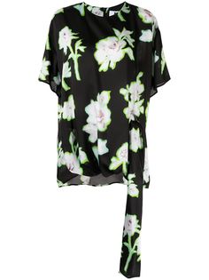 MSGM блузка с драпировкой и цветочным принтом