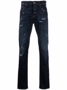 Les Hommes узкие джинсы с эффектом потертости
