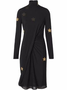 Burberry драпированное платье с декором Star