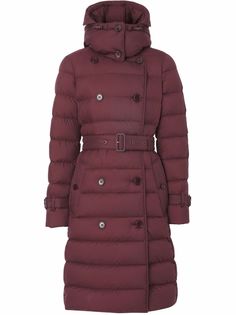 Burberry двубортное пальто с капюшоном