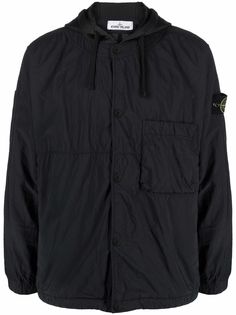 Stone Island куртка с капюшоном и нашивкой-логотипом