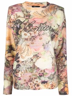 Blumarine джемпер с цветочным принтом и заклепками