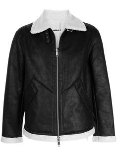 Armani Exchange куртка из искусственной кожи с оторочкой из овчины