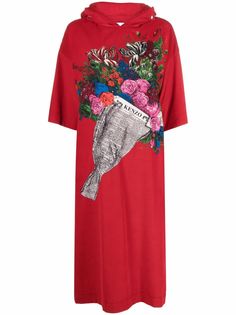 Kenzo платье-худи с цветочным принтом