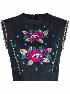 Isabel Marant укороченный топ с цветочной вышивкой