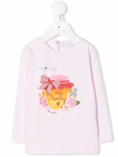 Monnalisa футболка с длинными рукавами и надписью